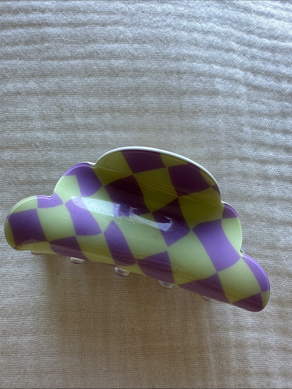 Checkered Hair Claw Clip in Purple